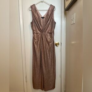 Elegant Metallic Rosegold Sleeveless Dress Size 14/16